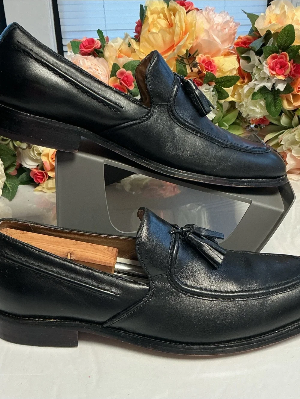 Stacy Adams Easley Black Leather Tassel Loafers Men’s 10.5M Dress Shoes Slip On